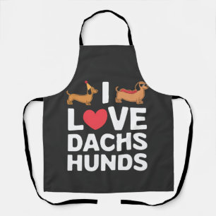 Ich liebe Dachshunde Lustige Illustration mit Cool Schürze