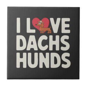 Ich liebe Dachshunde niedliche Cartoon Fliese
