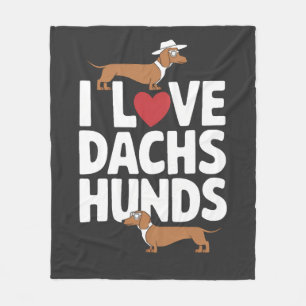 Ich liebe Dackel Lustige Grafik für Hunde Liebhabe Fleecedecke