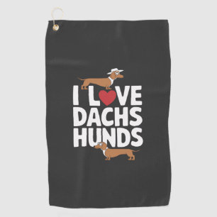 Ich liebe Dackel Lustige Grafik für Hunde Liebhabe Golfhandtuch