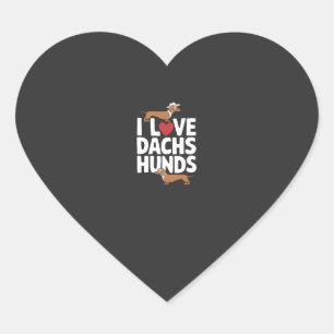 Ich liebe Dackel Lustige Grafik für Hunde Liebhabe Herz-Aufkleber