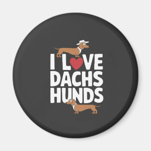Ich liebe Dackel Lustige Grafik für Hunde Liebhabe Magnet