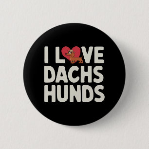 Ich liebe Dackel süße Cartoon Button