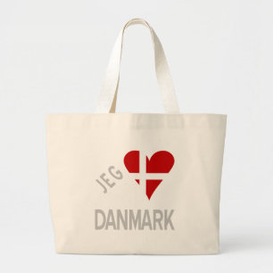 Ich liebe Dänemark Grau Jumbo Stoffbeutel