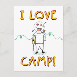 Ich liebe das Camp - Lustige Zeichnung vom Kinder- Postkarte