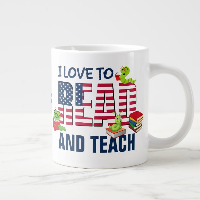 ICH LIEBE, DAS "Flag MONOGRAMM" IN Amerika ZU LESE Jumbo-Tasse (Rechts)