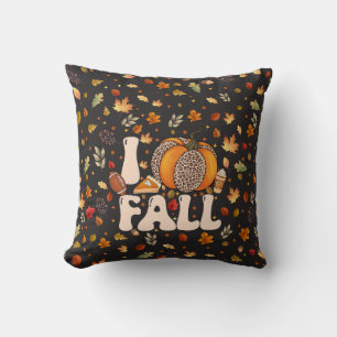 Ich liebe das orange Kürbismuster des Herbstes Kissen