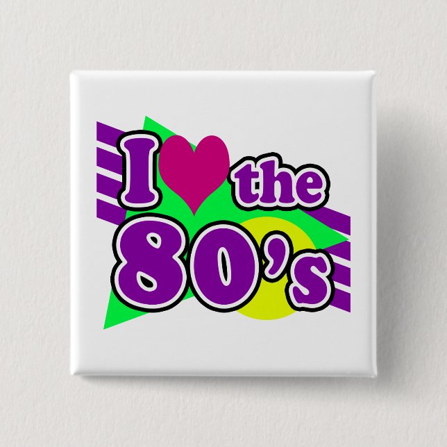 Ich Liebe das Party der geometrischen Neon Achtzig Button (Vorderseite)
