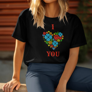 ICH LIEBE, DASS IHR DAS FLORALE HERZSTEUERDESIGN V T-Shirt