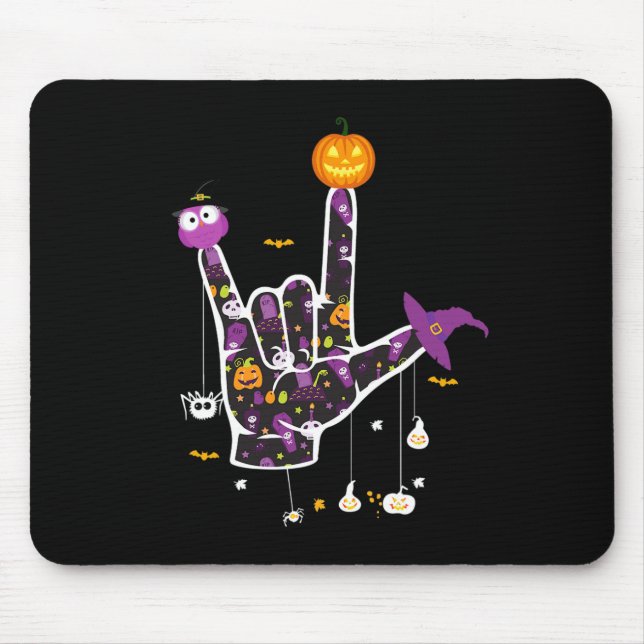Ich Liebe, dass Sie asl Halloween Zeichensprache H Mousepad (Vorne)