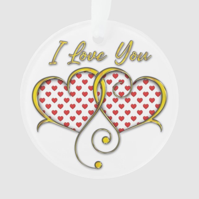 Ich Liebe, dass Sie Goldene Herzen entwerfen Ornament (Vorderseite)