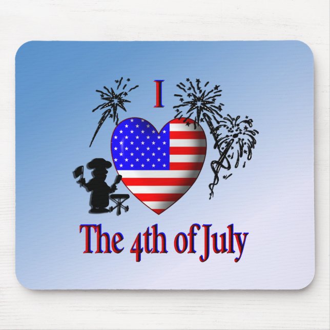Ich liebe den 4. Juli Mousepad (Vorne)