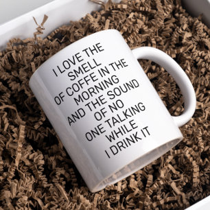 Ich liebe den Geruch von Kaffee Lustiger Spruch Mo Kaffeetasse