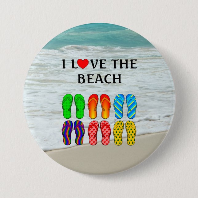 Ich liebe den Strand Button (Vorderseite)