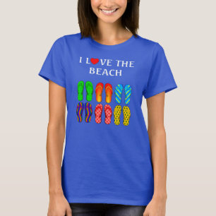 Ich Liebe den Strand, farbenfroher Flip Flops-T -  T-Shirt
