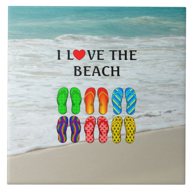 Ich liebe den Strand Fliese (Vorderseite)