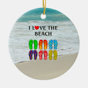 Ich Liebe den Strand, Flip-Flops-Design Keramik Ornament