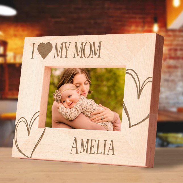 Ich Liebe den Tagesbildern meiner Mutter Geätzte Rahmen (I Love my mom mothers day picture frame Engraved Frames)
