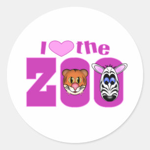 Ich liebe den Zoo Runder Aufkleber