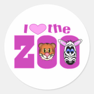 Ich liebe den Zoo Runder Aufkleber