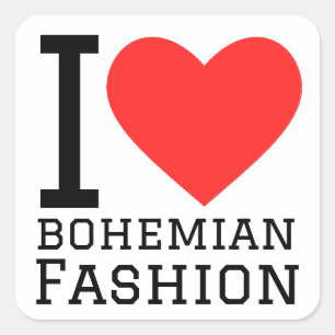 Ich Liebe der bohemischen Mode Quadratischer Aufkleber