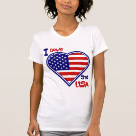 Ich Liebe der USA Herzenflagge Ladys T - Shirt