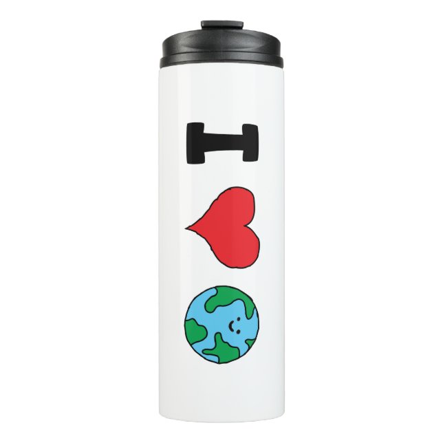 Ich Liebe der Welt glückliche Erde Clipart Niedlic Thermosbecher (Vorderseite)