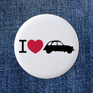 Ich liebe Deux Chevaux Oldtimer Button