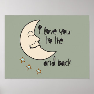 Ich Liebe dich auf das Mond- und Hinterposter Poster