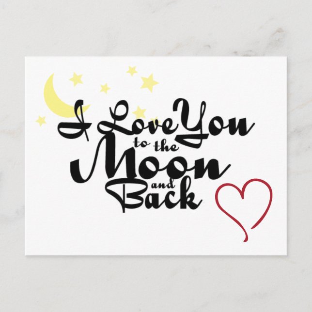 Ich Liebe dich auf den Mond und die Hinterkarte Postkarte (Vorderseite)
