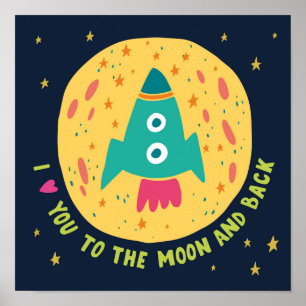 Ich Liebe dich auf den Mond und die Hinterrocketsh Poster