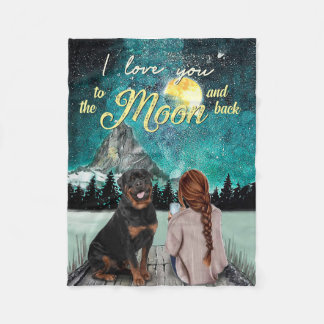 Ich Liebe dich auf den Mond und zurück Rottweiler Fleecedecke