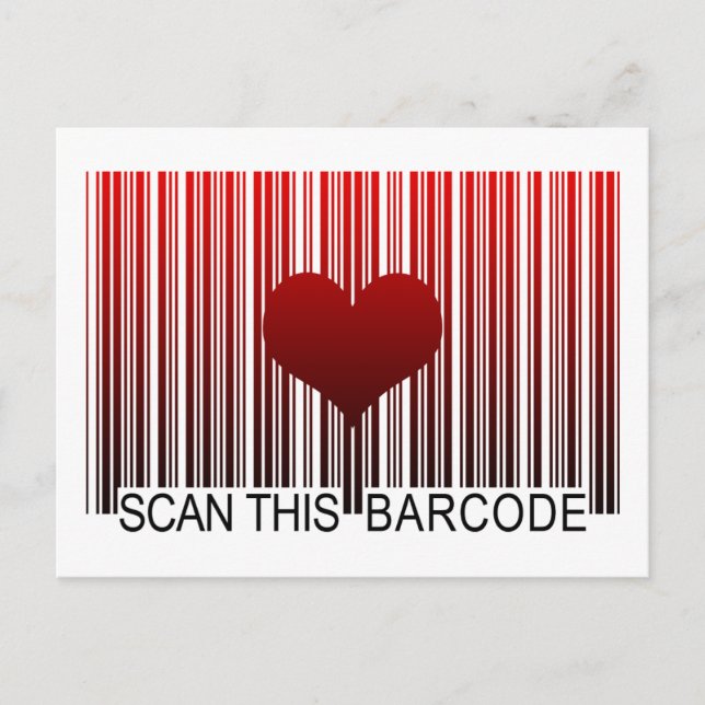 ICH LIEBE DICH BARCODE POSTKARTE (Vorderseite)