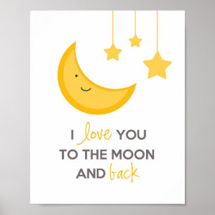 Ich liebe dich bis zum Mond und zurück (Kinderzimm Poster