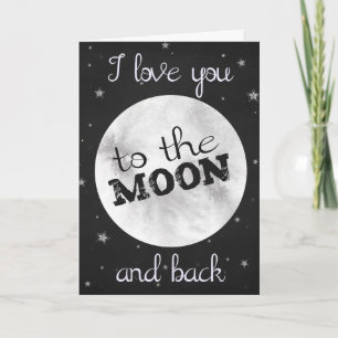 Ich liebe dich bis zum Mond und zurück schwarz mit Karte