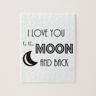 ich liebe dich bis zum Mond und zurück schwarz wei