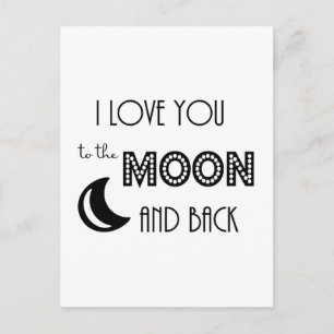 ich liebe dich bis zum Mond und zurück schwarz wei Postkarte