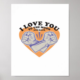 Ich liebe dich bis zum Mond und zurück Schwarzer H Poster