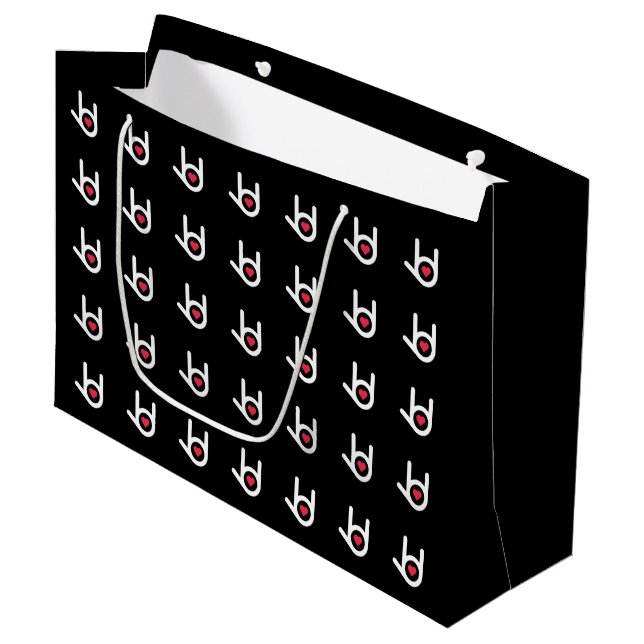 Ich Liebe dich, Black Gift Bag Große Geschenktüte (Vorderseite Schrägansicht)
