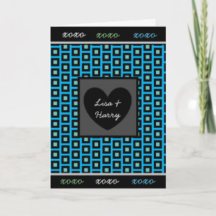 "Ich liebe Dich" Blau, Türkis und Schwarz Herrenka Karte