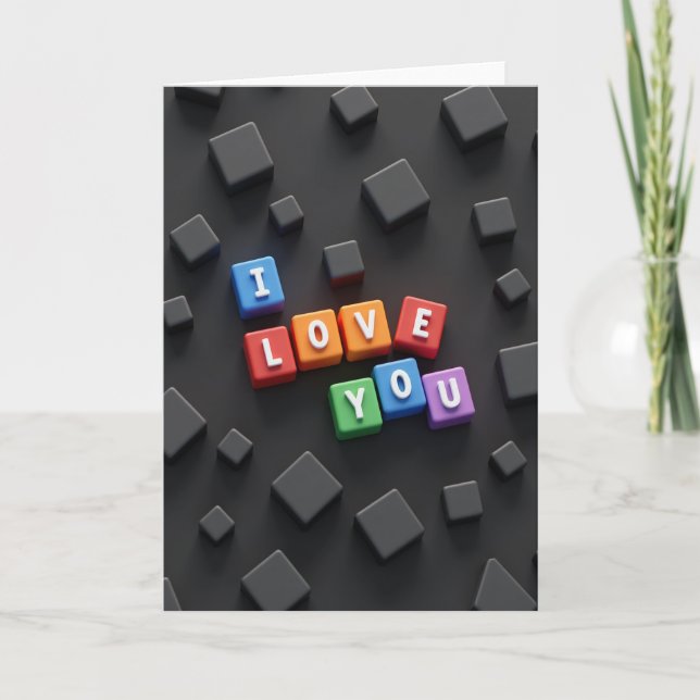Ich liebe dich Blockbuchstaben Karte (Vorderseite)