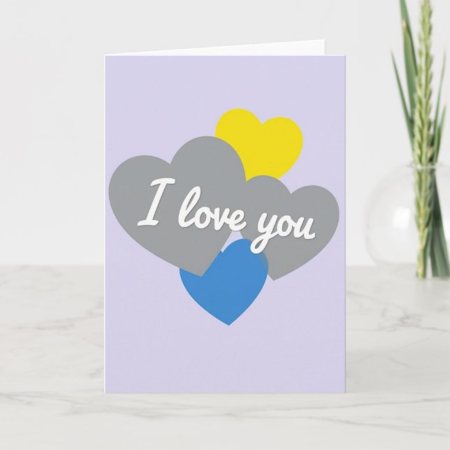 Ich liebe dich bunte Herzen Karte (Vorderseite)