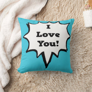 Ich liebe dich Comic-Sprechblase Kissen