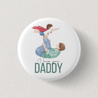 Ich liebe dich Daddy Superheld Vater und Kind Knop Button