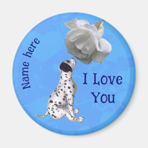 Ich liebe dich Dalmatiner Welpe Rose Personalisier Magnet