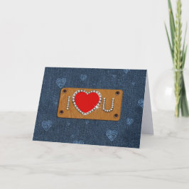 Ich Liebe dich. Denim Pattern Valentinstag Feiertagskarte