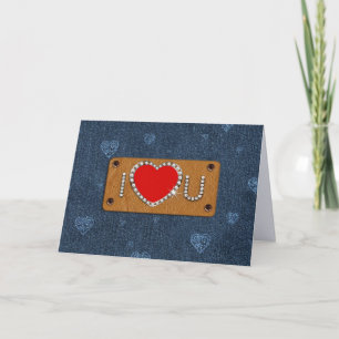 Ich Liebe dich. Denim Pattern Valentinstag Feiertagskarte