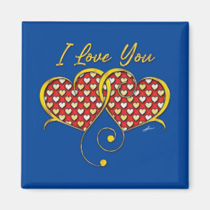 Ich liebe dich Design goldene Herzen Magnet