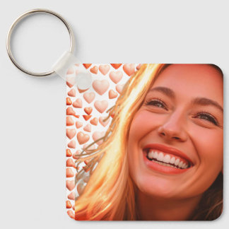 Ich liebe dich + Die Braut mit Herzen im Hintergru Schlüsselanhänger