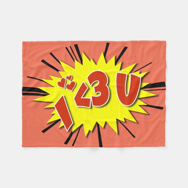 Ich Liebe dich Fleecedecke (Vorderseite (Horizontal))